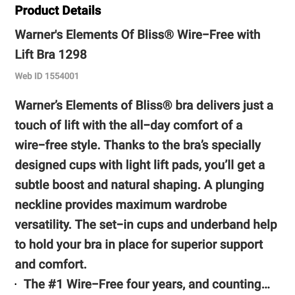Warner's Elements of Bliss Wire-Free Lift Bra - Picture 8 of 9